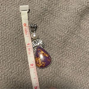 Copper turquoise slide pendant